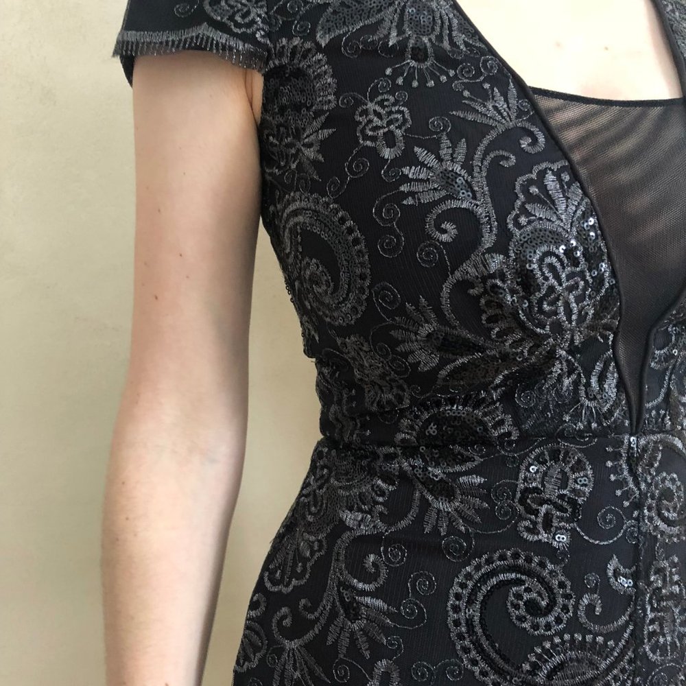 Badgley Mischka Short Sleeved Embellished Romper